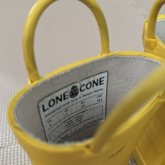 LONE CONE Yellow Toddler Sz 4 Rainboots with pull on handle - Picture 3 of 3